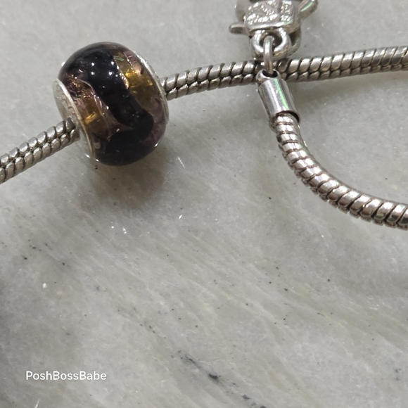Murano .925 stearling silver center core glass bead fits pandora type bracelets - Picture 10 of 15